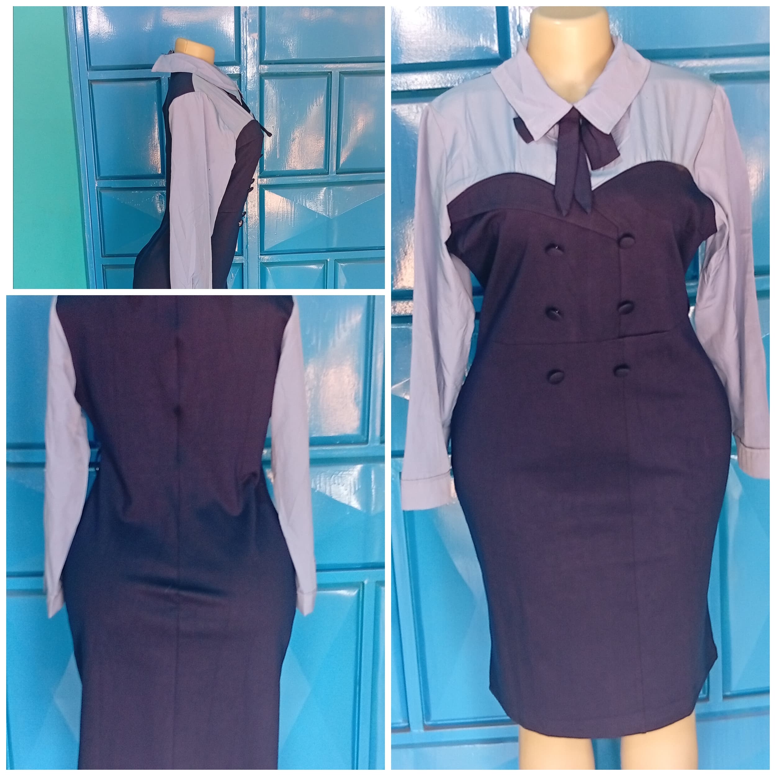 Navy blue heavy material office dress-official wear